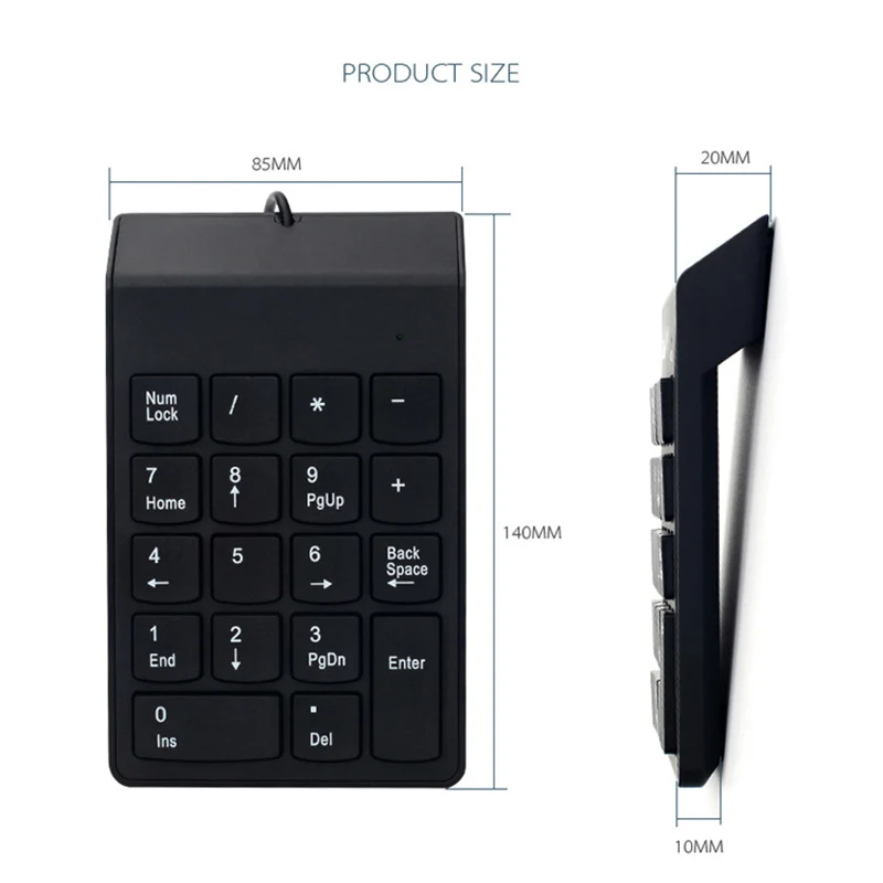 Numeric 18 Keys Keypad USB Wire Mini Digital Number Keyboard Keycap for Laptop Desktop PC Computer Numpad Keyboard Accountant