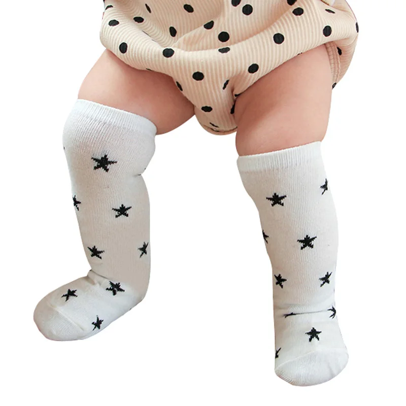 Little Kids Knee High Socks Set for Boy Girl Baby Children Stars Long Tall Cotton Socks Heel Footed Accessories 2-6 Years