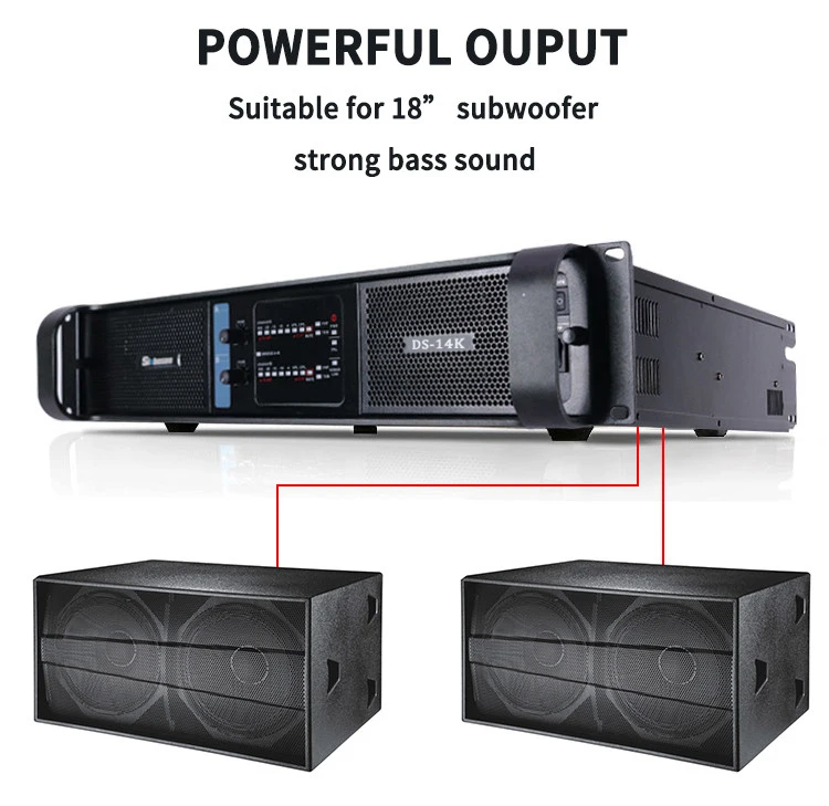 Subwoofer de canal duplo baixo DS-14K 4000W amplificador de potência poderoso para subwoofer de 18 polegadas