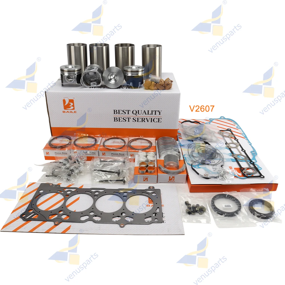 

For Kubota V2607 Overhaul Rebuild Kit Piston Rings Cylinder Liner Full Gasket Set Engine Parts 1J700-21112 OR 1J701-21112