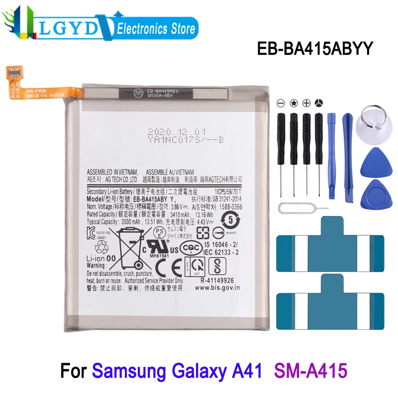 EB-BA415ABYY Battery For Samsung Galaxy A41 SM-A415 Phone 3500mAh Rechargeable Lithium Battery Repair Replacement Part