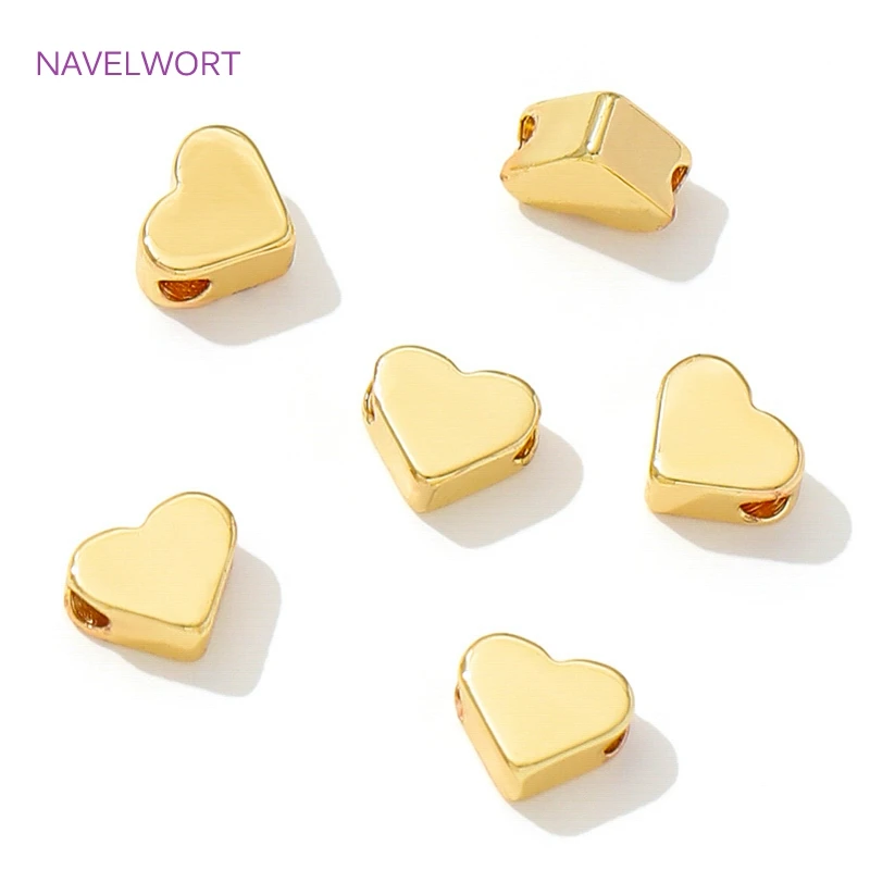 18K Real Gold Plated Brass Heart Shape Spacer Beads For Bracelets Making,Separators For Beads,DIY Beading Jewelry Accessories view 4