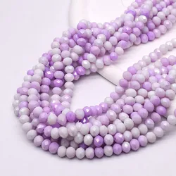 8mm 64pcs/lot Rondell Faceted Crystal Glass Beads Purple Pink Loose Space Beads for Jewelry Making DIY Candy Color Bracelet
