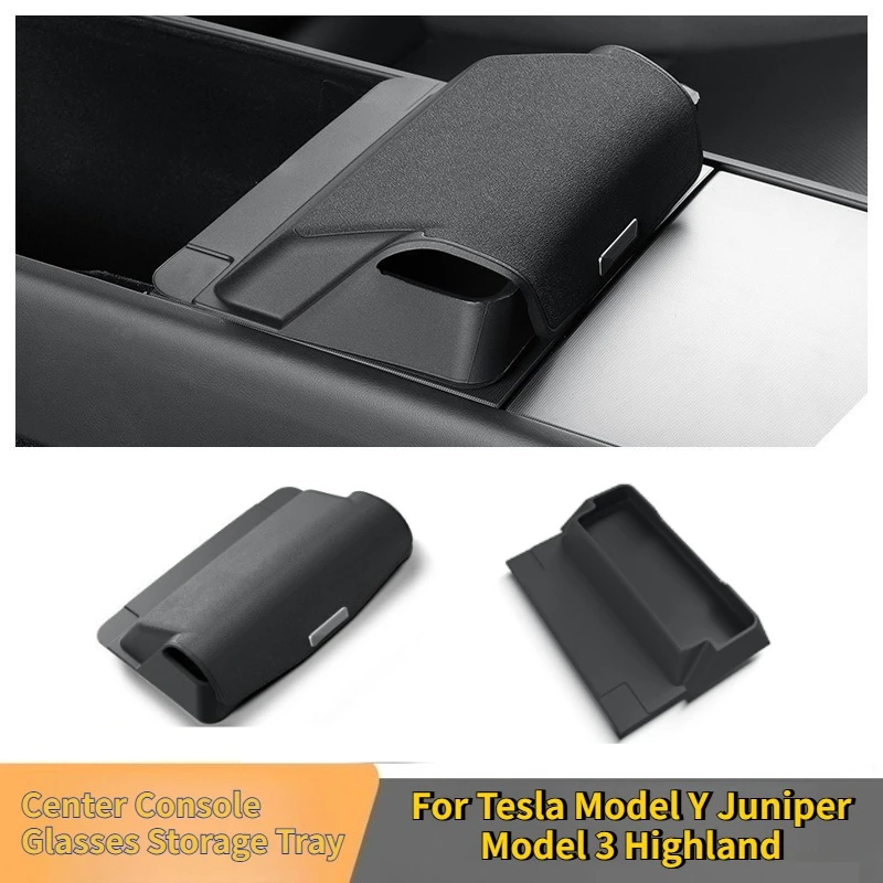 

For Tesla Model 3 Highland Model Y Juniper Center Console Glasses Storage Tray Silicone Car Storage Box Organizer Accessories