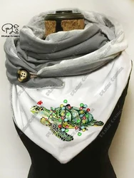 3D printing new animal series dolphin turtle otter pattern women's warm shawl spring and winter small triangle scarf