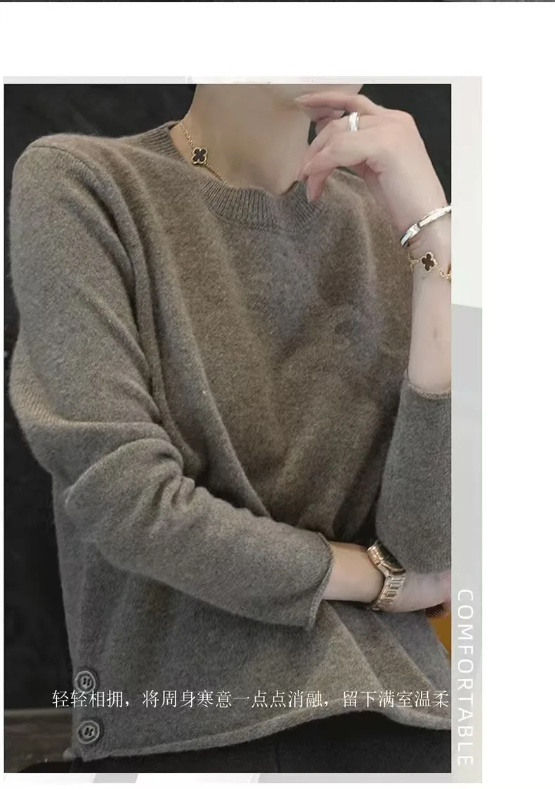 Grey cashmere sweater sweater women's explosions in autumn with bottoming shirts and beautiful tops.