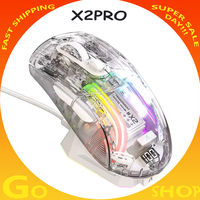 Attack Shark X2pro RGB Wireless Bluetooth Mouse Tri Mode Transparent Mice Magnetic Charging Base Computer Low Delay Gaming Gifts