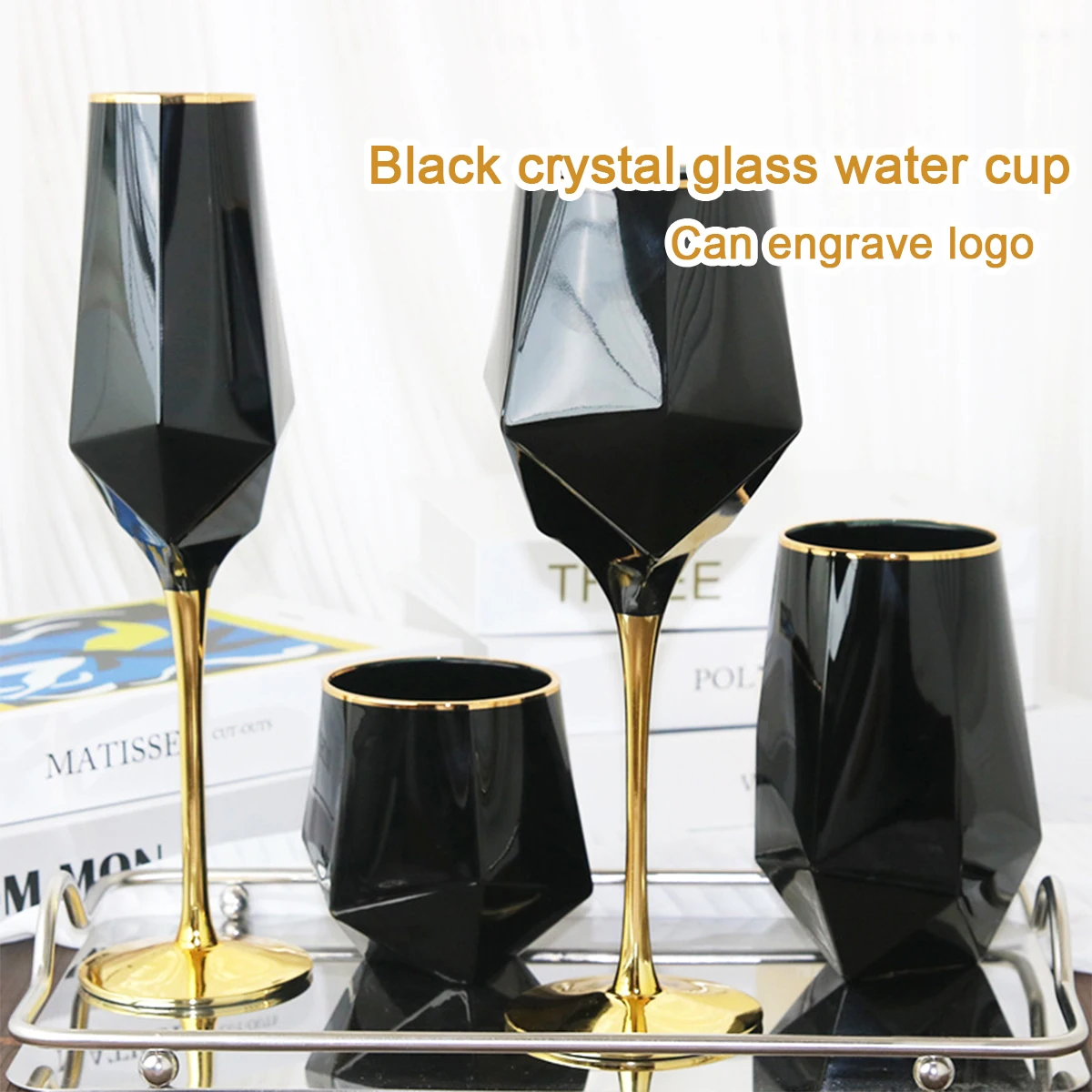 Wine Beer Logo - (Can Engrave Logo) 430/690ML Electroplated Black