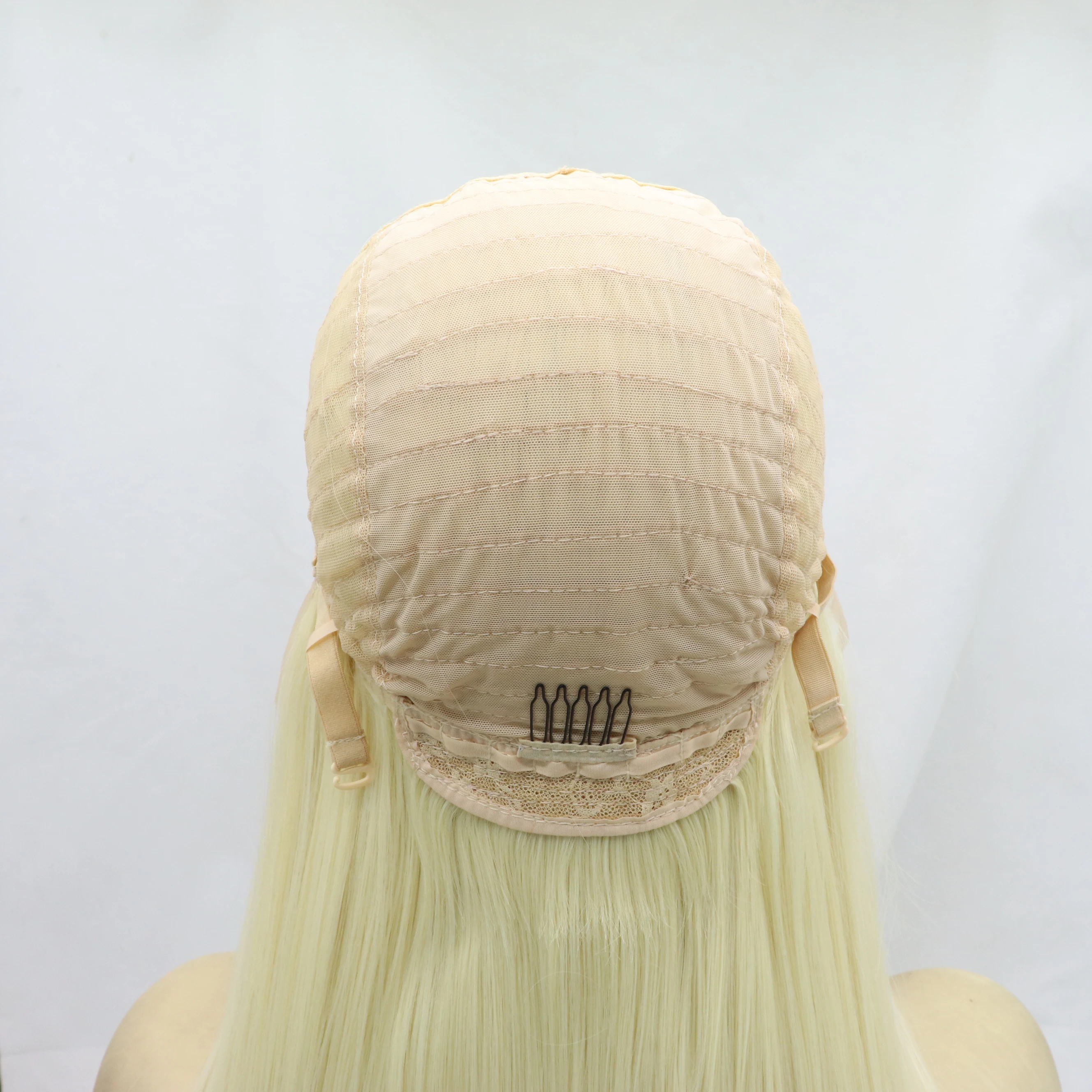 Synthetic Female Hair Raw Material Platinum Blonde Long Loose Wave Lace Front for Women Cosplay