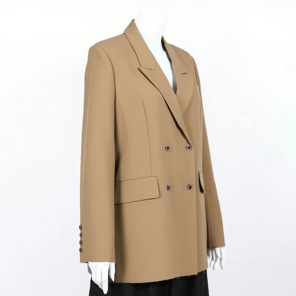Женский двубортный пиджак 2025 года, офисная куртка из полиэстера, осенне-зимняя уличная одежда, шикарная одежда для работы на выходные