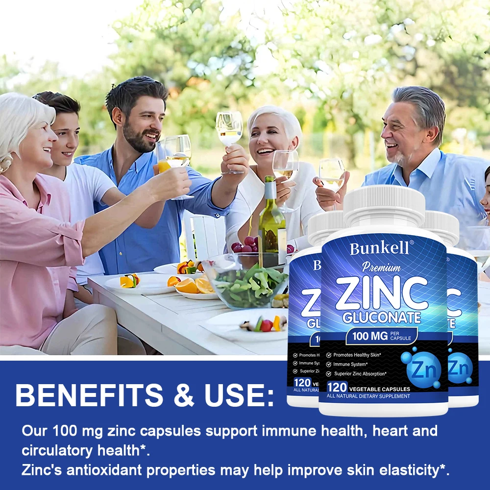 الجلوكونات الزنك 100 ملغ - يدعم الجهاز المناعي والجلد وصحة القلب والدورة الدموية، ومحاربة الجذور الحرة، ومضادات الأكسدة