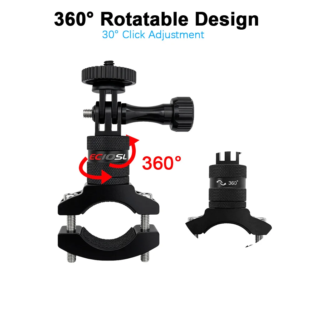 Aluminum Alloy Bike Handlebar Mount For Gopro Hero 12/11/10/9/8/7/6/5/4 Session AKASO Campark And Other Action Cameras