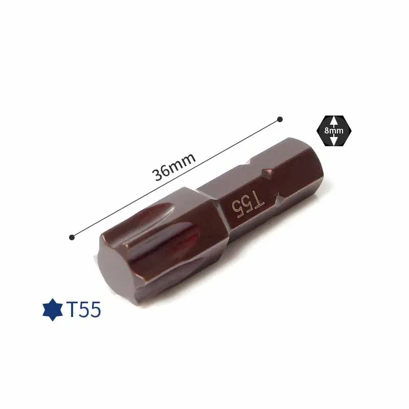 8 stks/partij Korte Magnetische 5/16 \'8mm Hex multifunctionele Zware Impact Torx Schroevendraaier Bits T20 T25 T27 T30 T40 T45 T50 T55 Ster