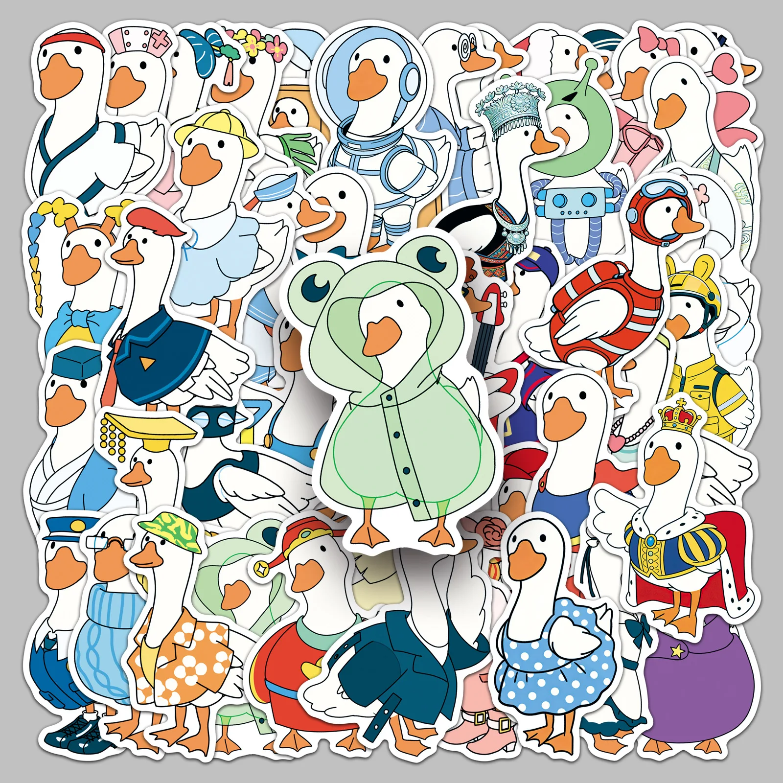 50PCS Cute White Goose Dress Up Sticker Creative Decoration Mobile Phone Case Notebook Water Cup DIY Graffiti Skateboard Gifts