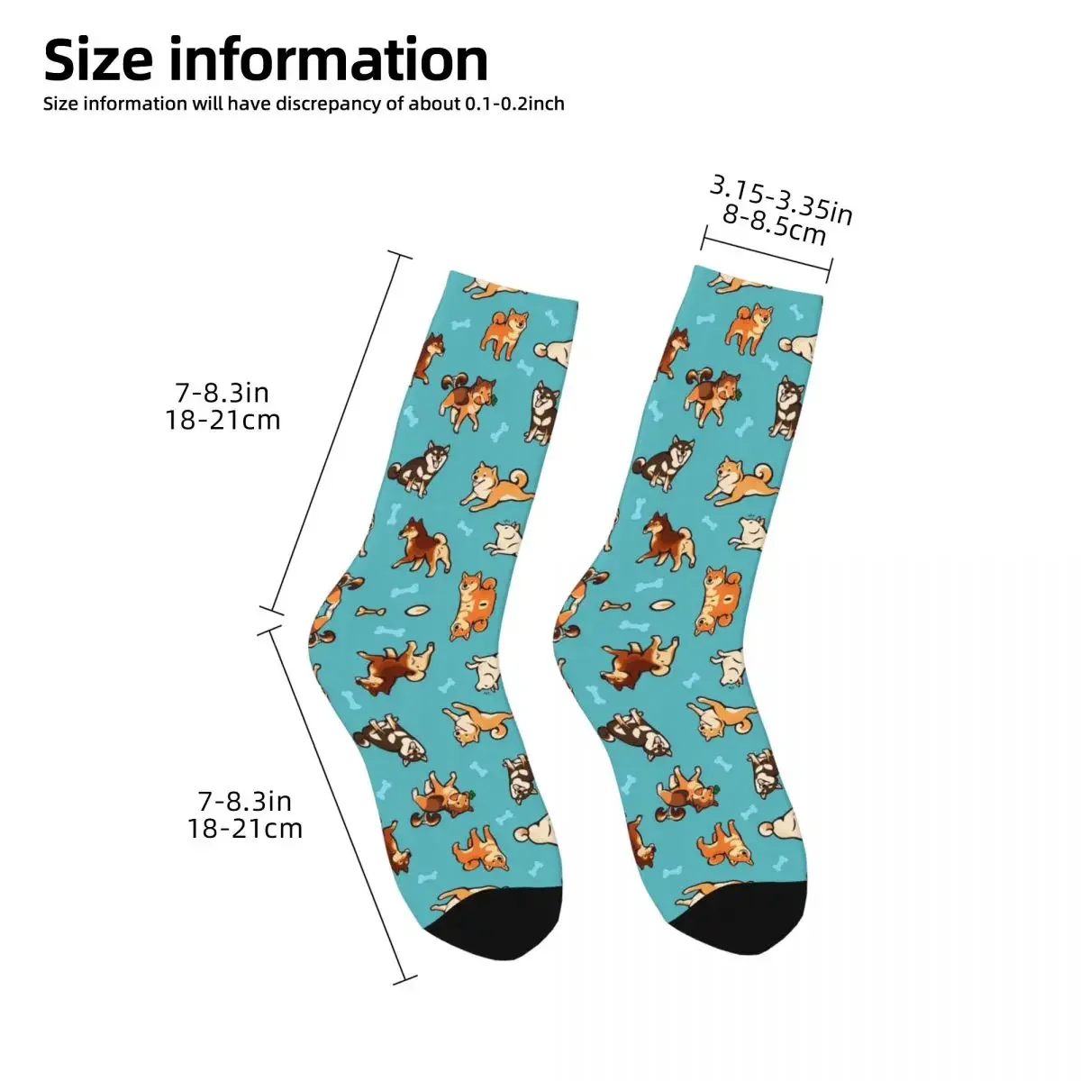 Shibes In Blue Socks Harajuku Sweat Absorbing Stockings All Season Long Socks Accessories for Man's Woman's Birthday Present