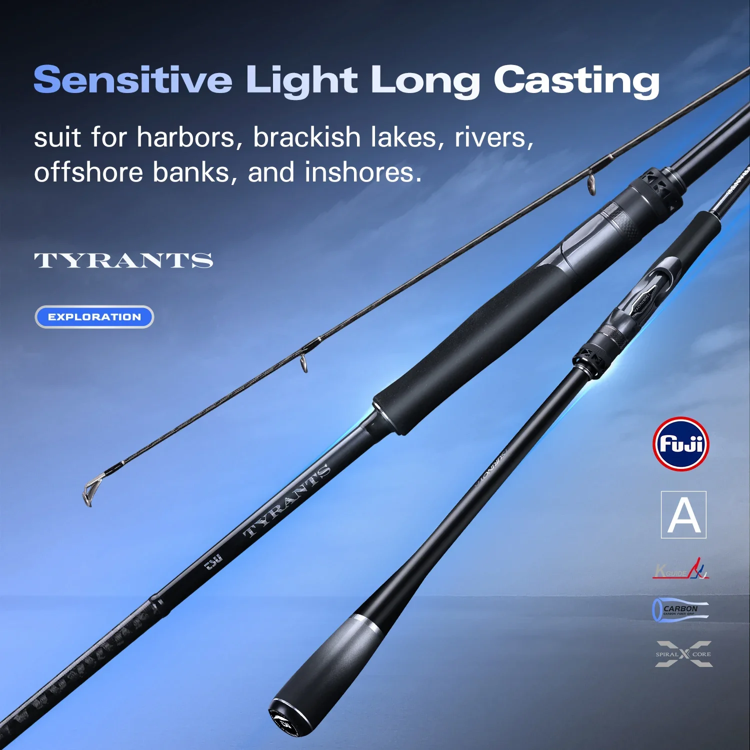 

TSURINOYA Carp Spinning Rods TYRANTS 2.4m 2.7m 2.9m 2 Section Long Casting Fishing Rod Seabass Fishing Gear and Equipment