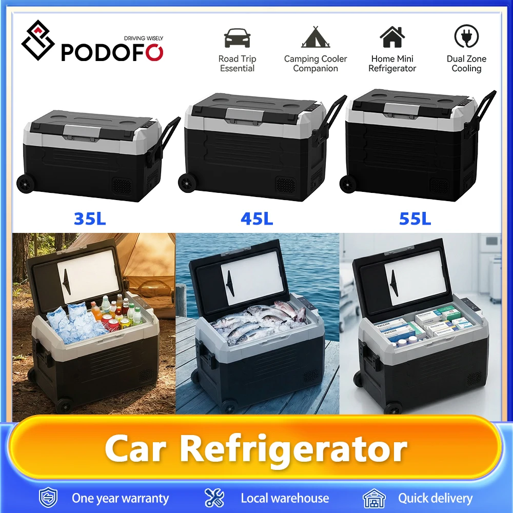 35L/45L/55L Auto Koelkast Mini Koelkast Vriezer Draagbare Compressor Koeler 12/24V DC 110-240V Ijsbox voor Camping Garages Thuis