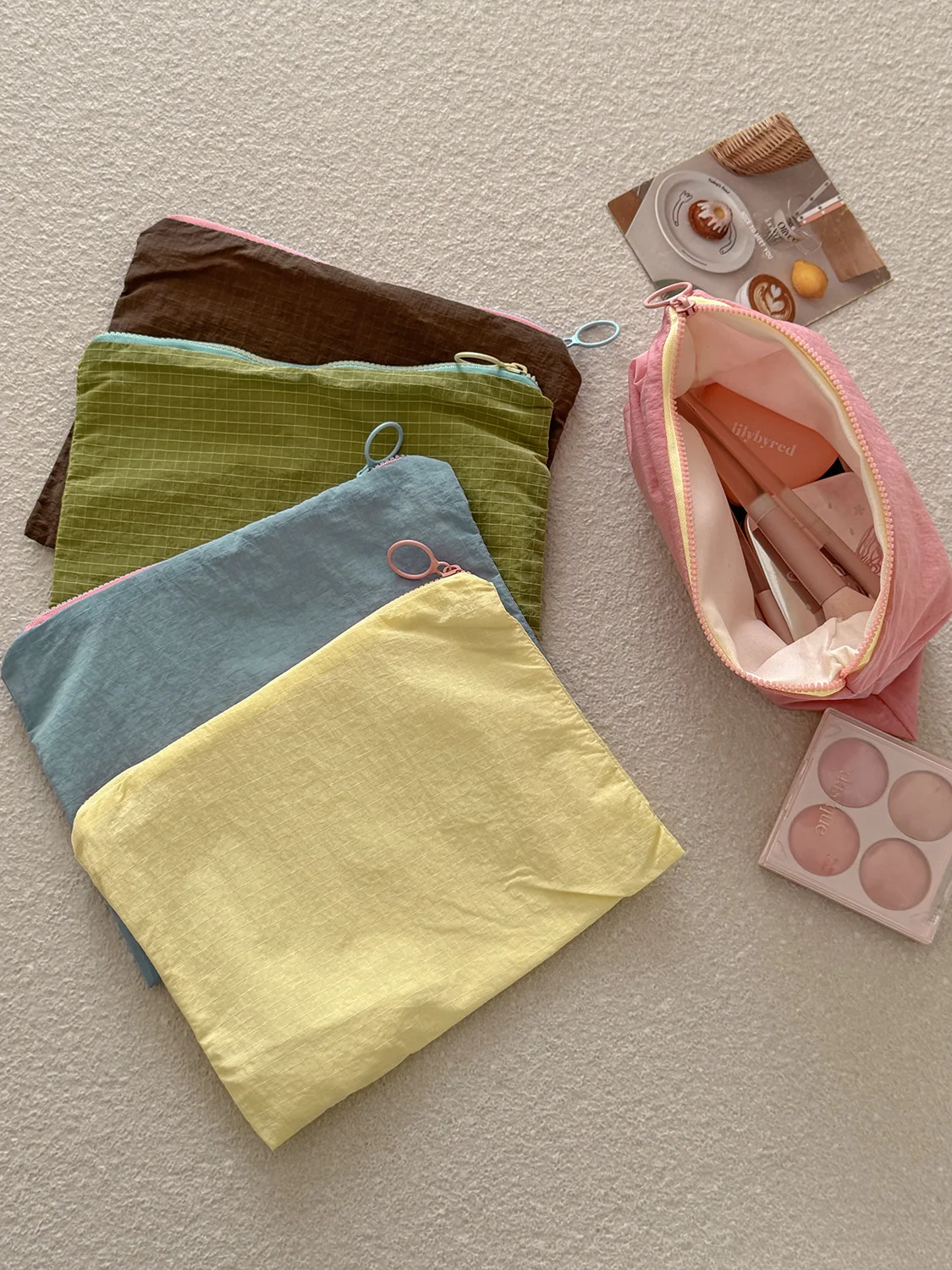New Women Plaid Makeup Bag Large Capacity Nylon Zipper Pouch Purse Travel Clutch Cosmetic Organizer Zipper Storage Bag Косметика