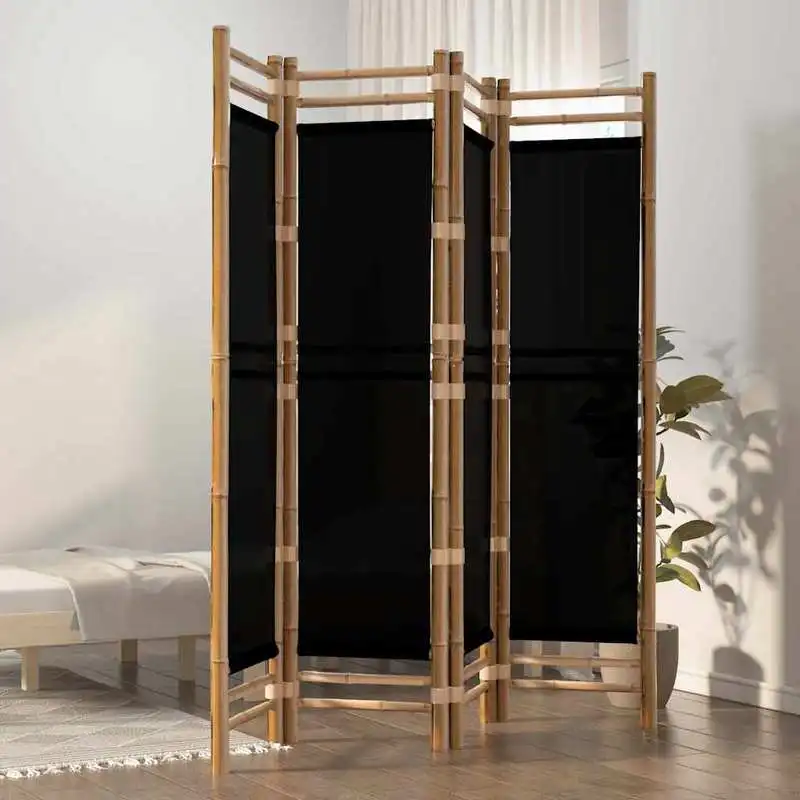 4 pièces. Paravent pliable 160 cm en bambou et toile. Paravent / Écran de séparation. Doté d'un cadre durable et robuste et d'un design moderne, ce panneau s'intègre parfaitement à divers environnements, offrant à la fois praticité et protection efficace de la vie privée.