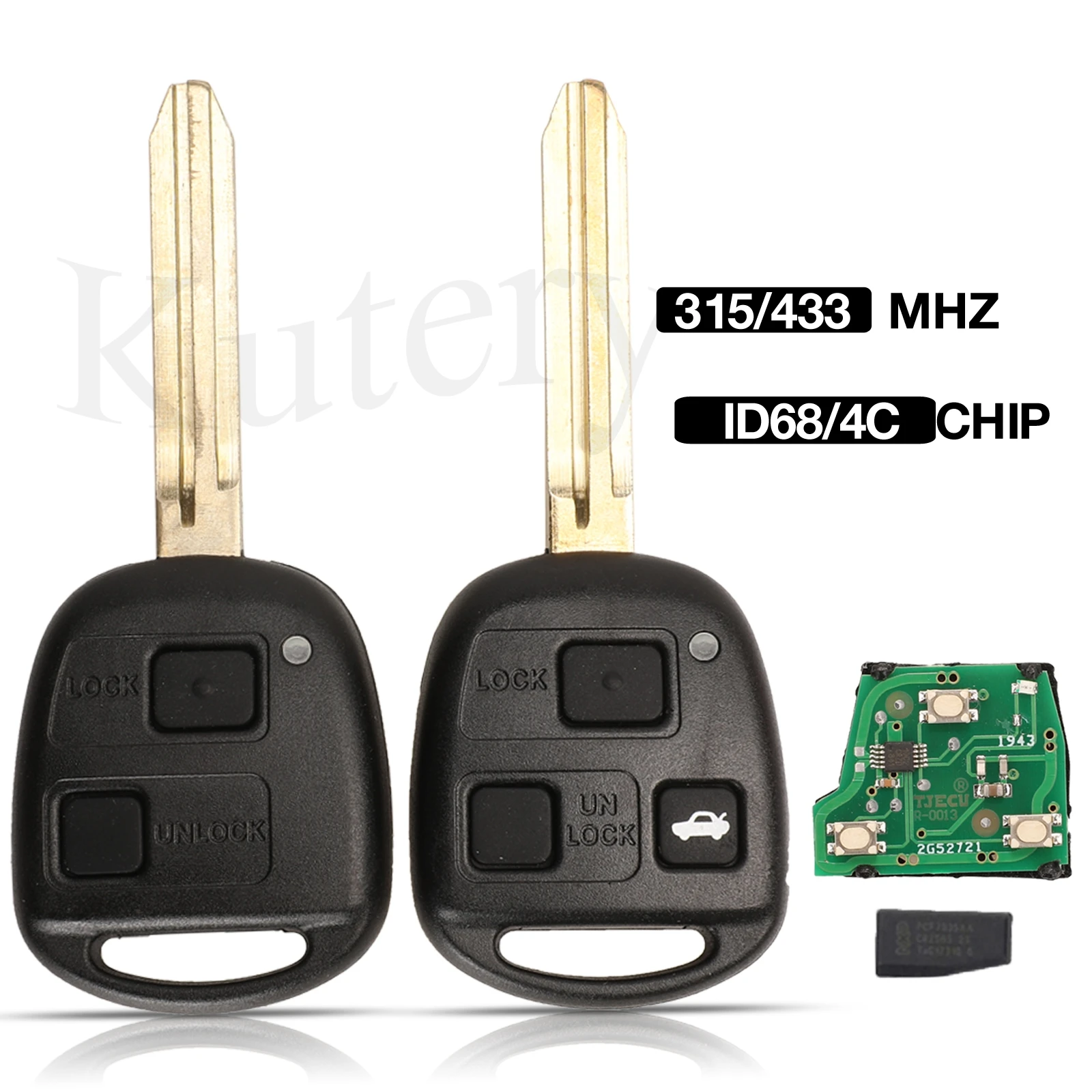 jingyuqin 2/3 Buttons 315/433MHZ ID67/ID68/4C Chip Remote Car Key Inner Internal Core Assembly For Toyota Camry Prado Corolla 