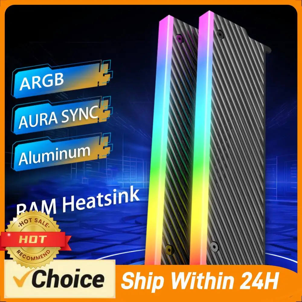 Enfriador de Memoria RAM ARGB DDR de 5V y 3 Pines, con Aura Sync, Aleación de Aluminio y Almohadilla Térmica de Silicona para Computadoras de Escritorio DDR2, DDR3, DDR4 y DDR5