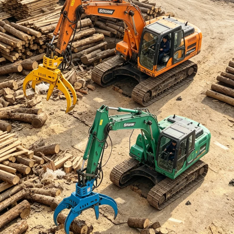 Customized forestry wood cutter grapple saw 360 rotator hydraulic shear timber grab heavy duty tool