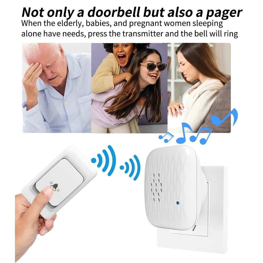 Battery Free Outdoor Wireless Doorbell Smart Home Safety Alarm Worry Free Energy-Saving No Need For Batteries