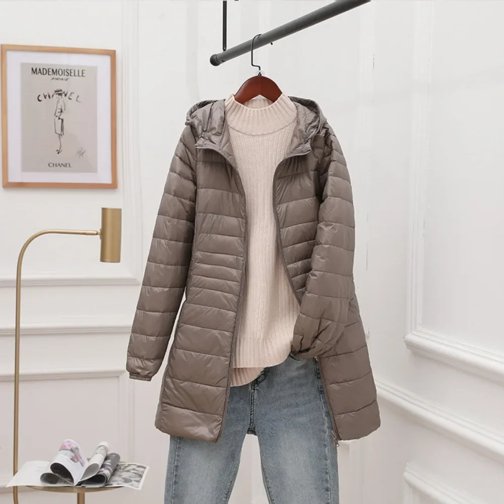 New Inner Cloth Coats Ladies Long Winter Hat Detachable White Duck Down Jacket Light-weight Down Jacket Women Hooded Female Warm