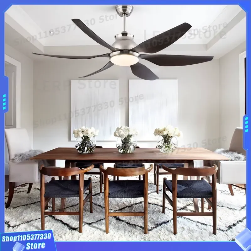 Modern Iron LED Ceiling Fan Light DC Motor 6 Speed Silent Remote Control For Home Office Decor Living Room Bedroom Lighting