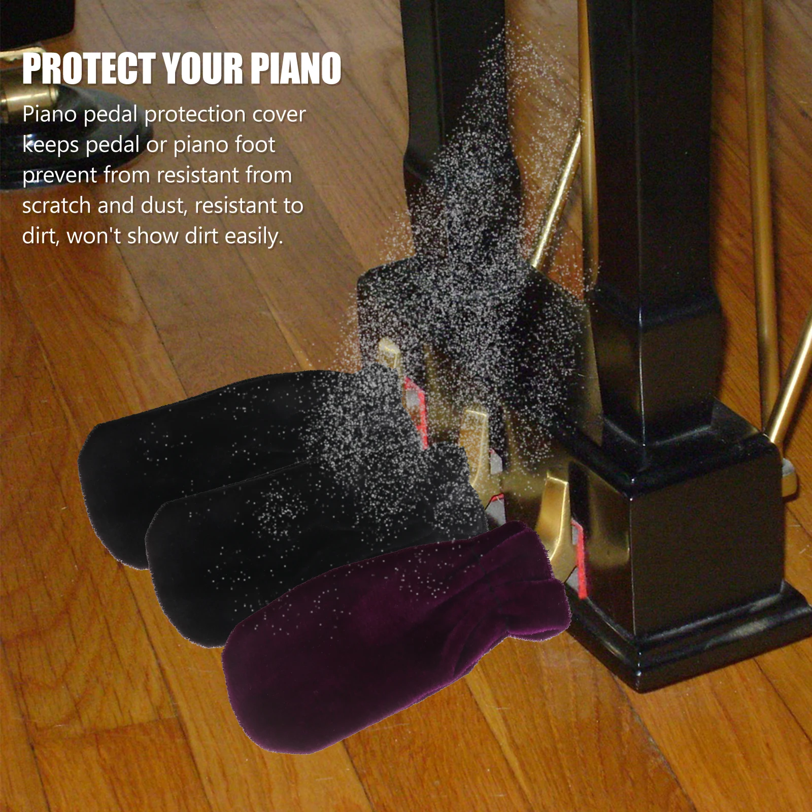 

Piano Pedal Cover Floor Protectors Black Golden Pad Protective Sleeves