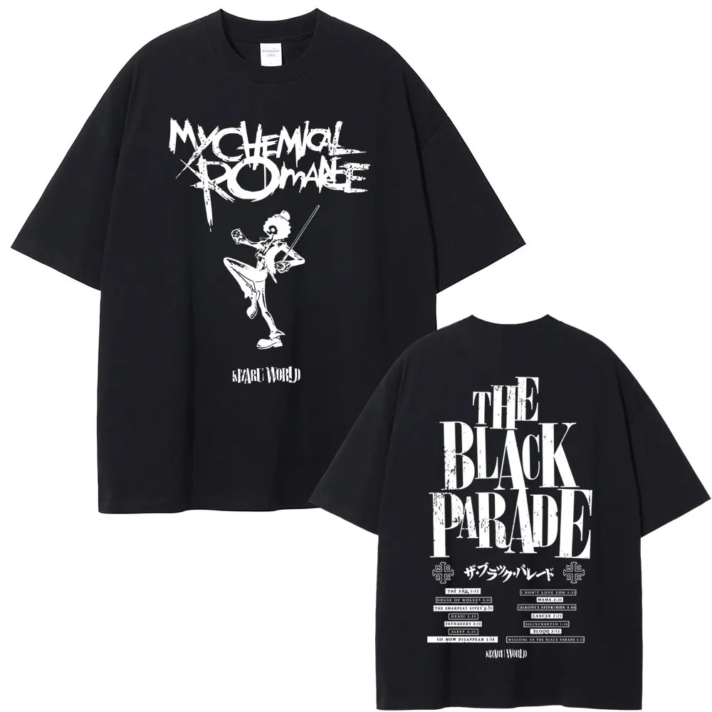 Rock Band My Chemical Romance The Black Parade Tour T-shirt Skeleton Graphic T-shirts Men Women Punk Emo Oversized T Shirts