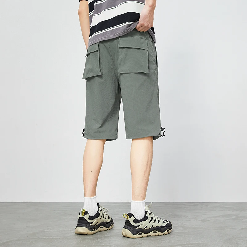 New Waterproof Outdoor Sports Fashion And Versatile Over The Knee Workwear Shorts Men'S Summer Casual Thin Loose 5-Point Pants