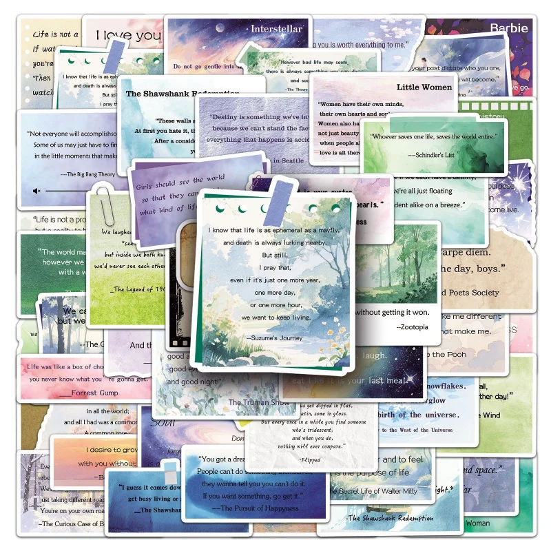 

50 шт./компл., новые классические наклейки с цитатами из фильма, граффити, персонализированные наклейки на английские предложения, наклейки для журнала «сделай сам», телефон