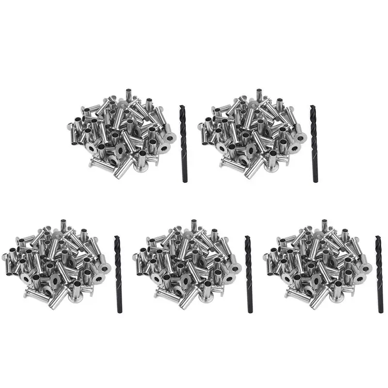 B03C-200 Pack T316 Stainless Steel Protector Sleeves For 1/8 Inch Wire Rope Cable Railing DIY Balustrade With 5Pc Drill Bit