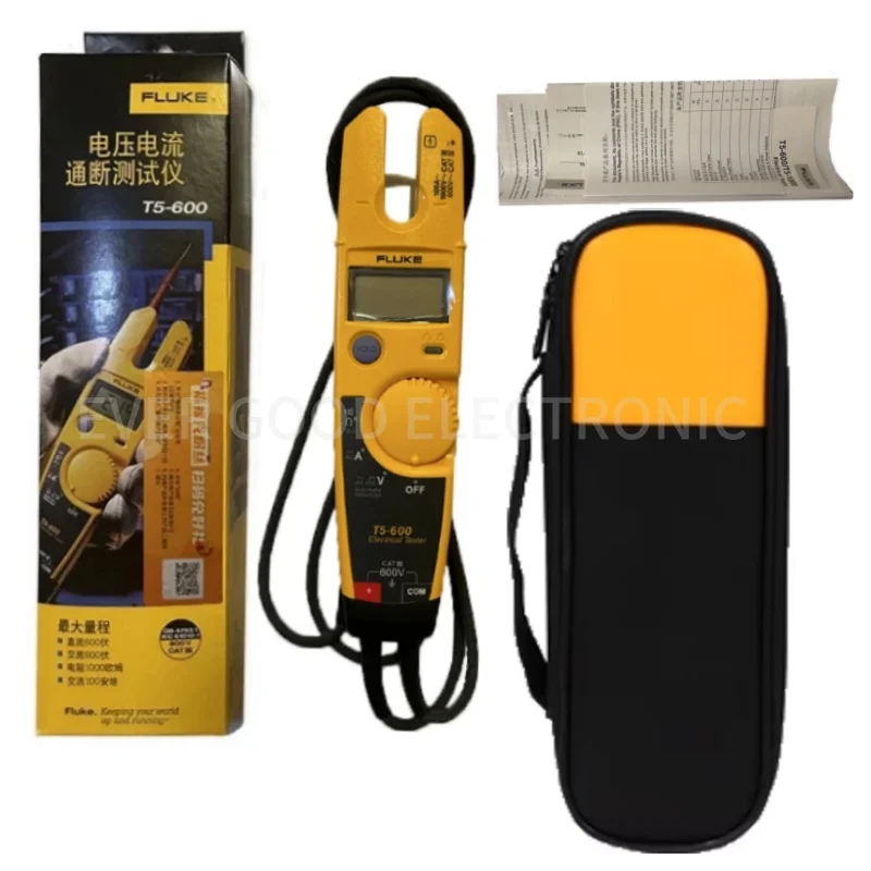 FLUKE T5-600 Clamp Meter Fluke T5 600 Electrical Tester With Soft Case Current Check Voltage Continuity and Current 600V 1000VAC