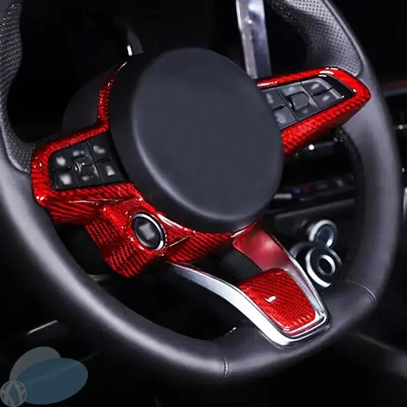 For Alfa Romeo Giulia Stelvio 2020-2023 Real Carbon Fiber Car Steering Wheel V Frame Base Cover Decorate Car Accessories