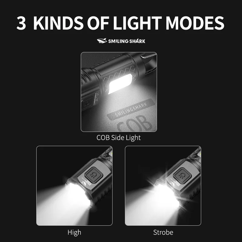 Smiling Shark SD-5253 LED Flashlight, Super Bright Handheld Flashlight, Long-lasting Flash Light Rechargeable for Outdoors