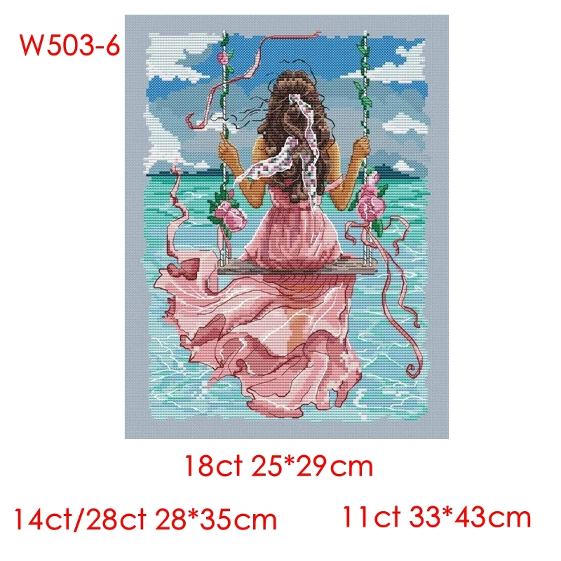 Cross-stitch kit DIY embroidery kit Optional printed handwork Cross-point kit saga Meeting the sea - girl's profile