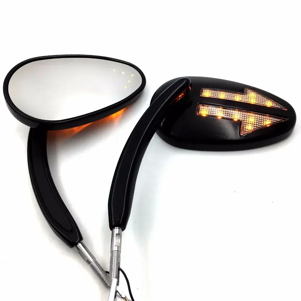 Aftermarket Motor Parts Integrated Arrow LED Turn Signals Side Mirrors For 1997-Later Harley Davidson Model BLACK