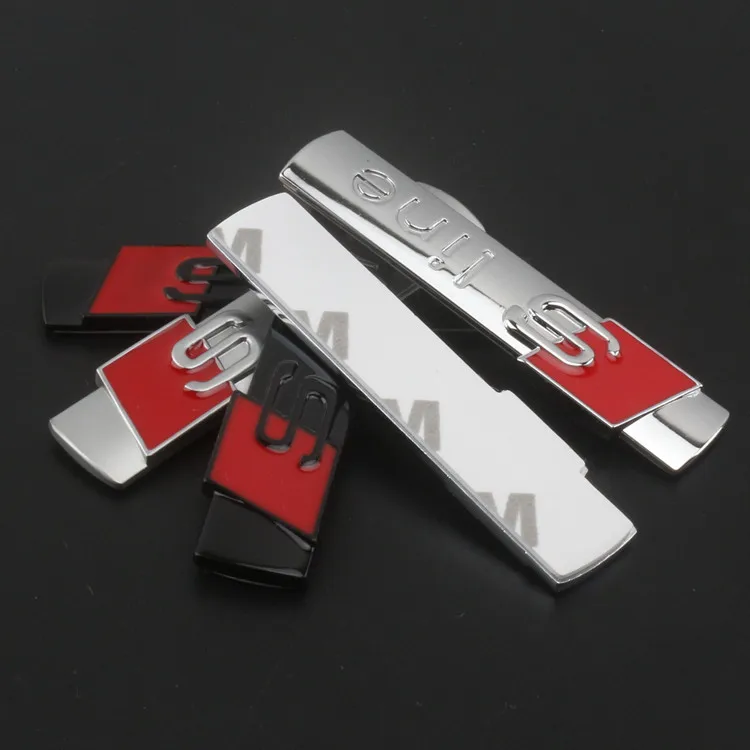 7.2cm for Audi Sline A3 A4 A5 A6 A8 S3 S4 S5 S6 S7 S8 SQ5 SQ7 Q5 Q7 Q8 RS3 RS4 RS5 Metal 3d Sticker Car Badge Refitting Emblem