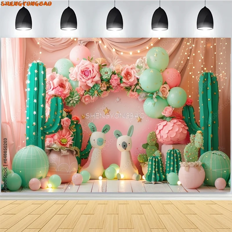 Mermaid Children Baby Birthday Digital Photography Backdrops Prop Vibrant Balloons Rainbow Clouds Photo Studio Background AO-09