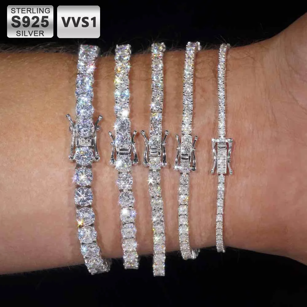 

ICEBLING 2/3/4/5MM VVS1 Moissanite Tennis Bracelet S925 Sterling Silver/Brass with GRA Certificate Iced out Bracelets Wholesale
