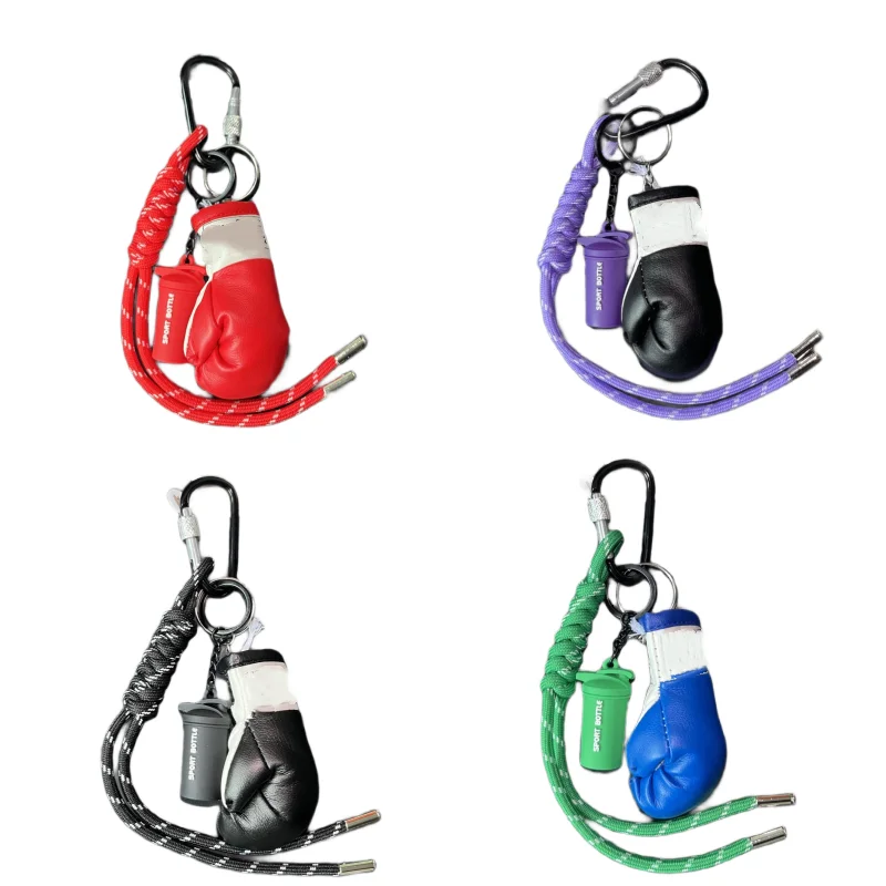 Nuevo Set de Llaveros DIY de Guantes de Boxeo con Colgante de Llavero de Fitness, Mini Guantes de Boxeo de Cuero, Adorno para Bolso, Regalo para Expertos en Fitness