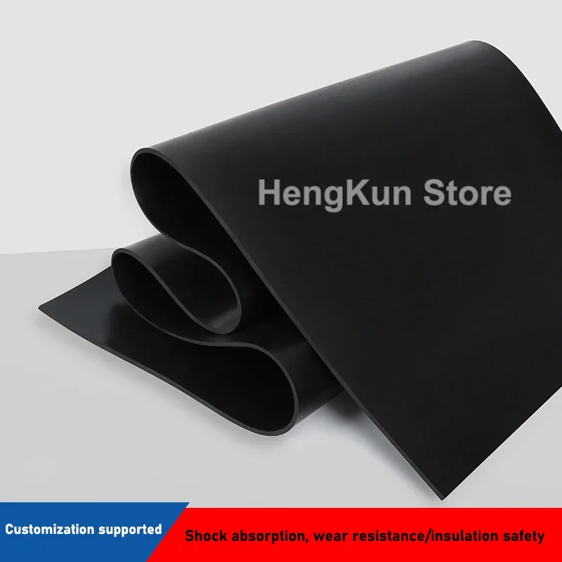 1pc Black Solid Rubber Gasket, Damping Pad, Marine Gasket, Wear-Resistant, Non-slip Insulating Rubber Plate, Thickness 1-10mm