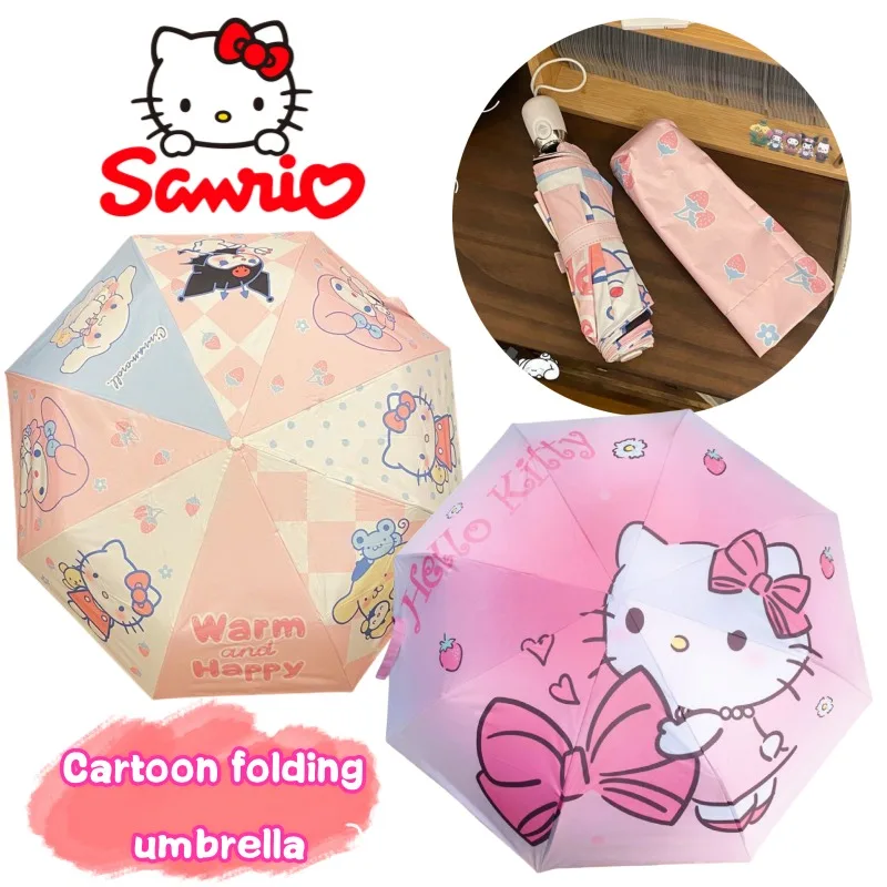 

sanrio hello kitty kuromi my melody creative sunshade umbrella transparent cartoon cute student universal sunscreen sun umbrella