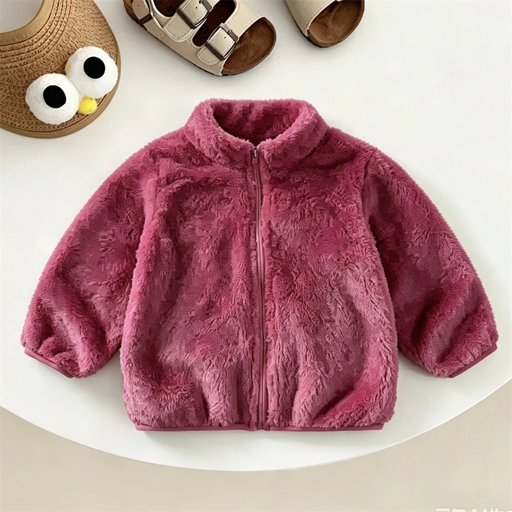 Autumn/Winter Plush Outerwear Warm Outfits For Baby Boys And Girls Double-sided Thin Velevt Coats Simple All-match Clothing