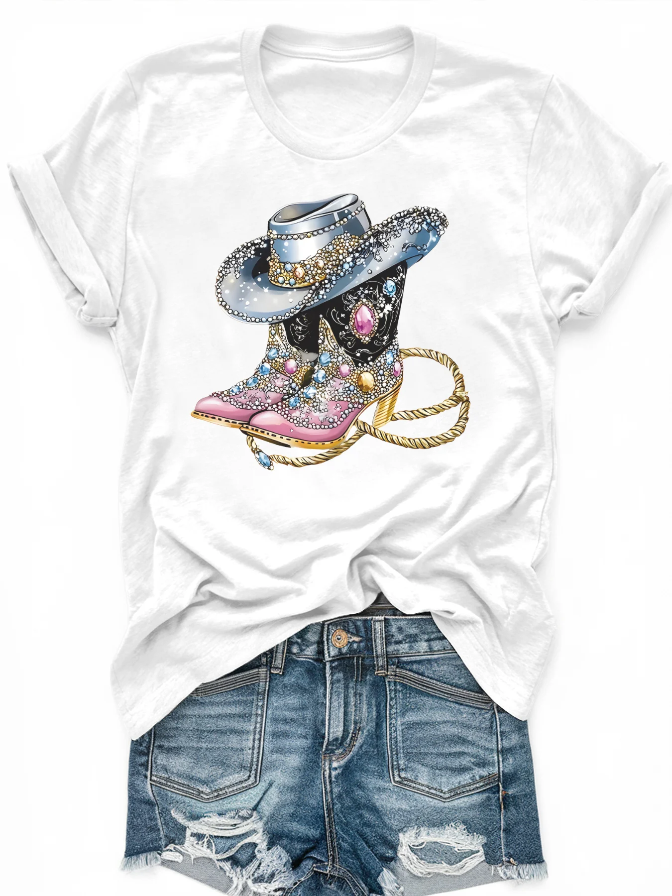 

Women's PLUS-size Printed Short-sleeved T-shirt, Loose and Casual, Soft, Comfortable and Breathable, Outdoor Sports