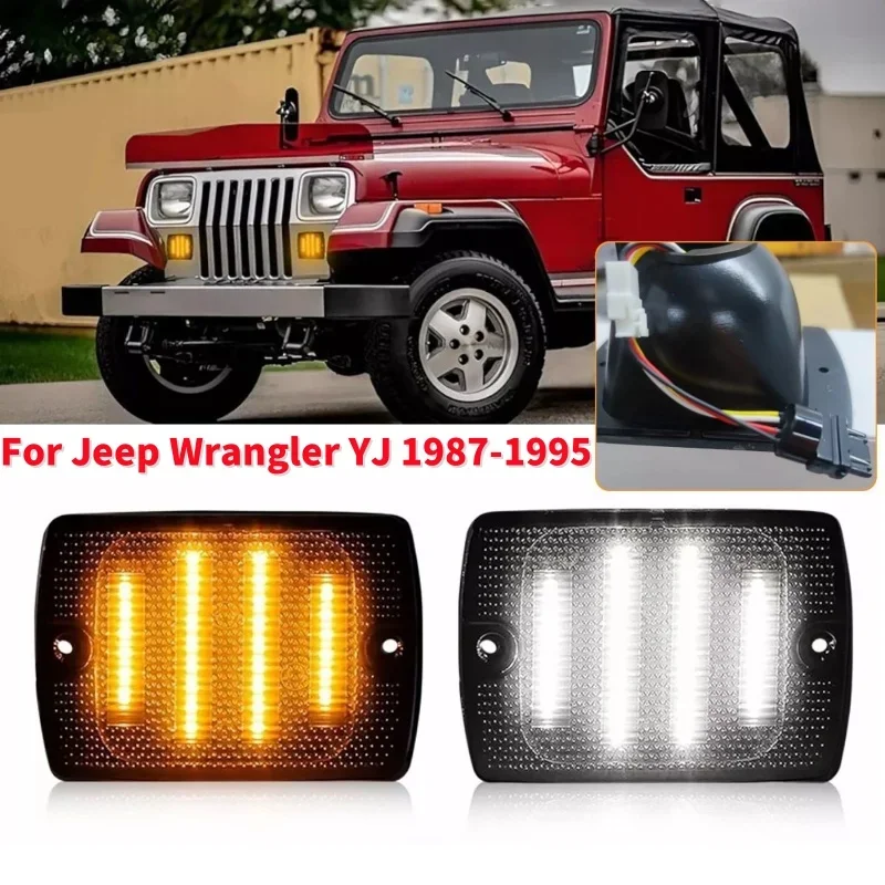 2 szt. Przydymione soczewki LED przedni zderzak światło kierunkowskazu samochodu dla Jeep Wrangler YJ 1987-1995