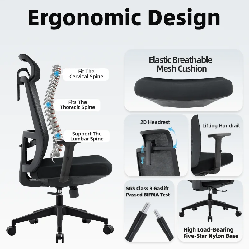 July005 Factory Direct Sale High Back Mesh Task Chair Ergonomic Swivel Chair Computer Revolving Mesh Office Chair for Meeting Ro