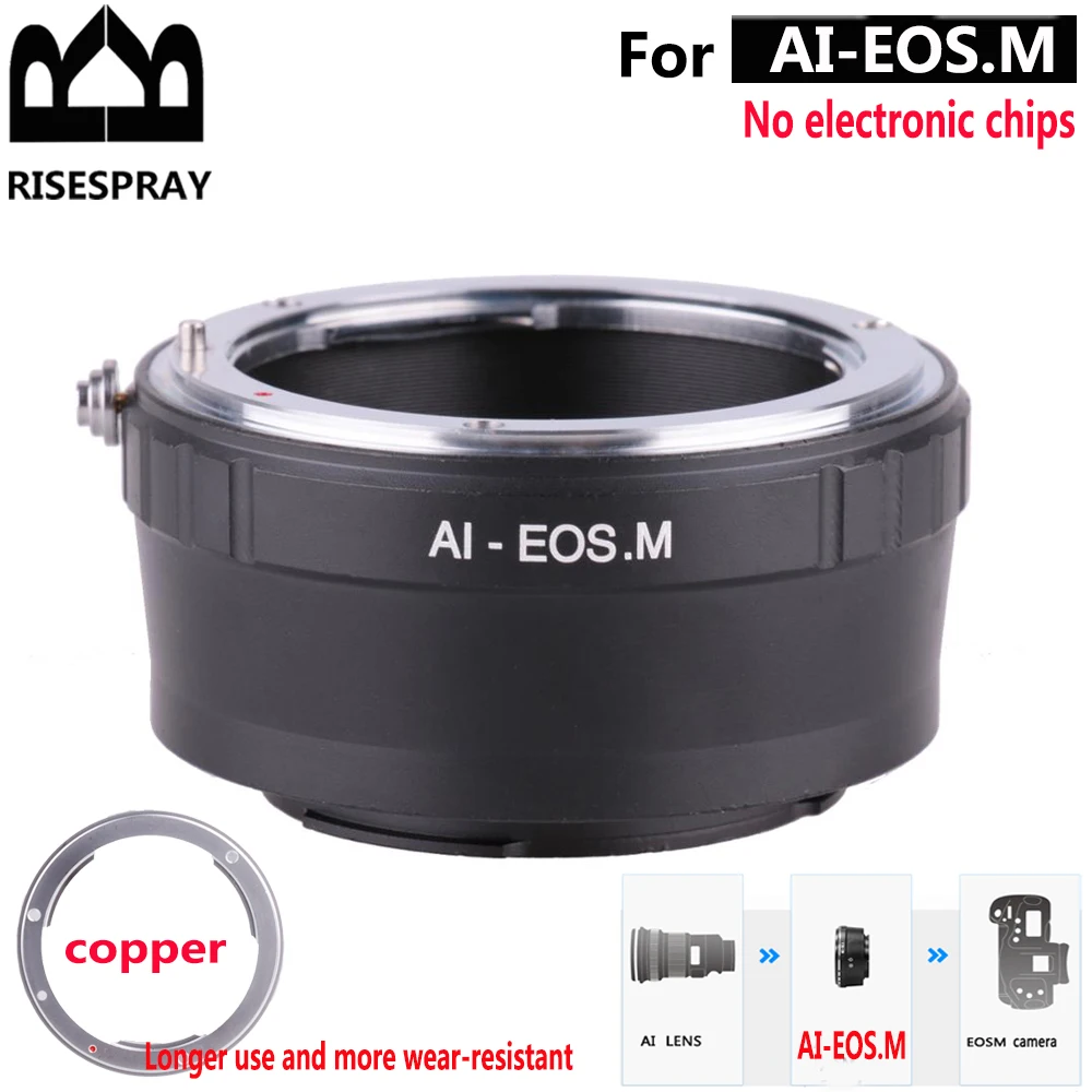 RISESPRAY AI-EOSM Adapter Ring for Nik F AI AIS Mount Lens to Canon EOSM EF-M M M2 M3 Camera